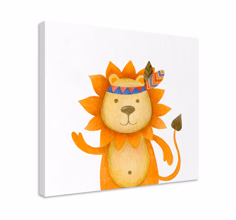 Cuadro animales León dibujado dibujos animados - TenVinilo