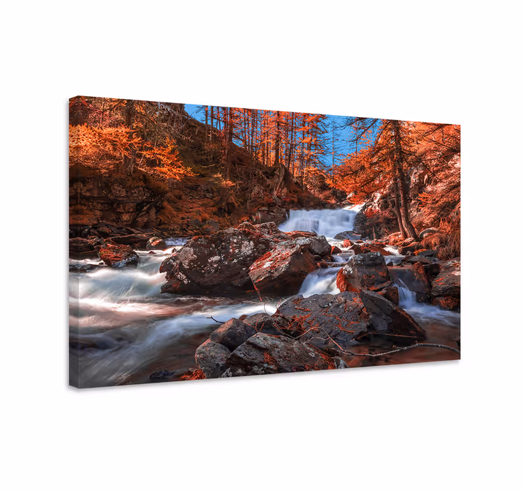 Cuadro paisajes árboles de otoño y río - TenVinilo