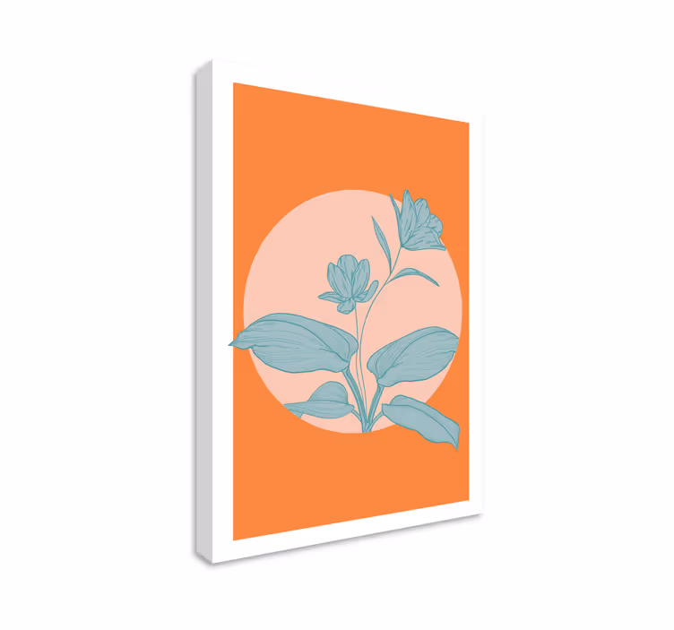 Cuadro de flores ilustración estilizada naranja - TenVinilo