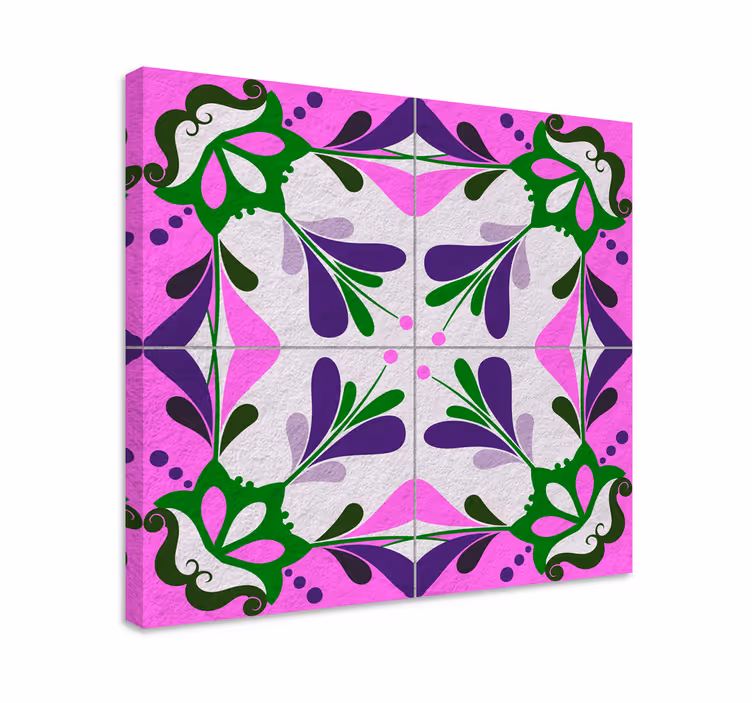 Cuadro retro vintage azulejo hidráulico rosa - TenVinilo