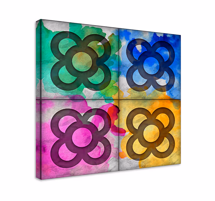 Cuadro retro vintage azulejos de paneles coloridos - TenVinilo