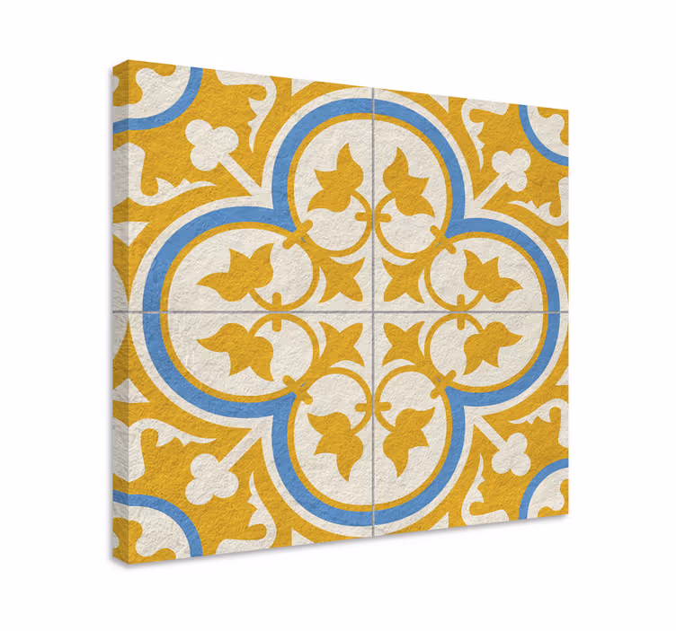 Cuadro retro vintage azulejo hidráulico amarillo - TenVinilo