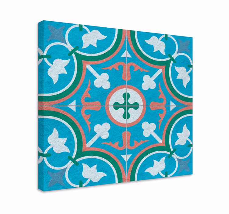 Cuadro retro vintage azulejo hidráulico azul - TenVinilo