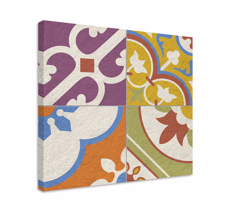 Cuadro retro vintage patrón de azulejos decorativos - TenVinilo