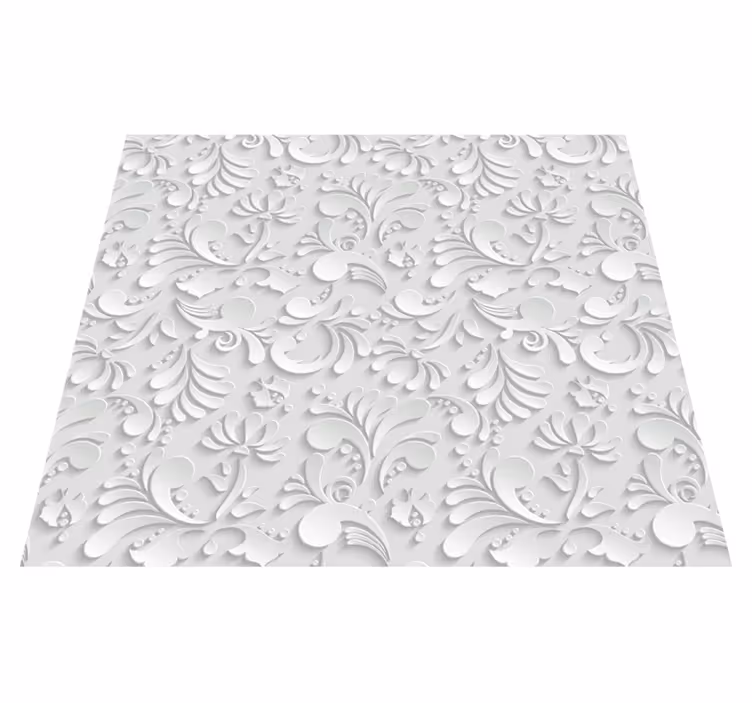 Alfombra vinílica blanca patrón floral 3d - TenVinilo