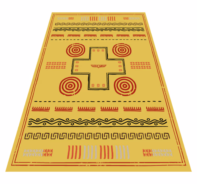 Alfombra vinílica amarilla diseño étnico - TenVinilo
