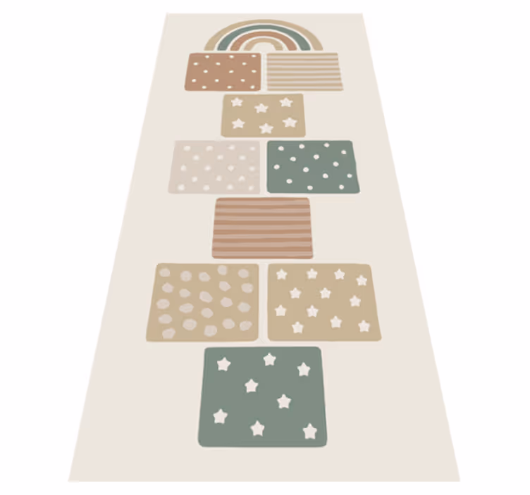 Alfombra vinílica infantil juego de rayuela beige - TenVinilo