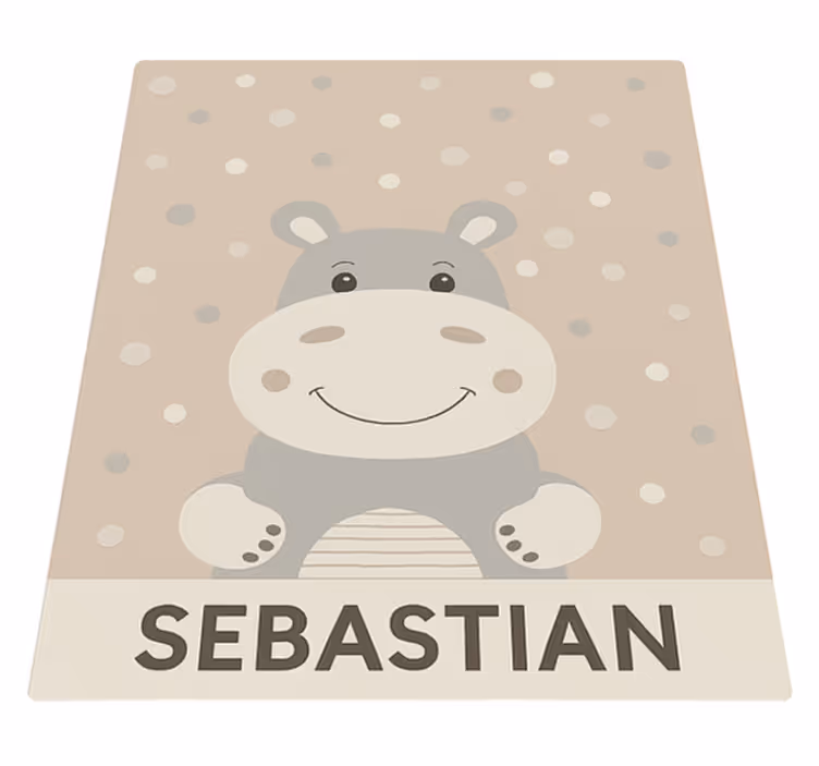 Alfombra vinílica infantil hipopótamo beige personalizado - TenVinilo