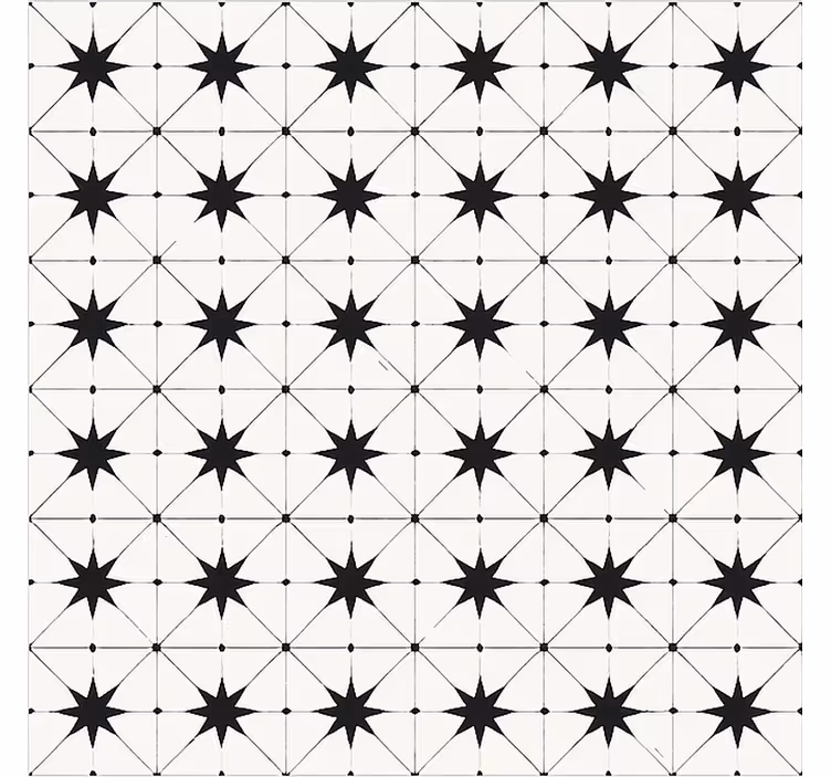 Alfombra vinílica comedor patrón de estrella encáustica - TenVinilo