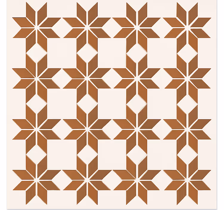 Alfombra vinílica comedor baldosas de estrella de terracota - TenVinilo