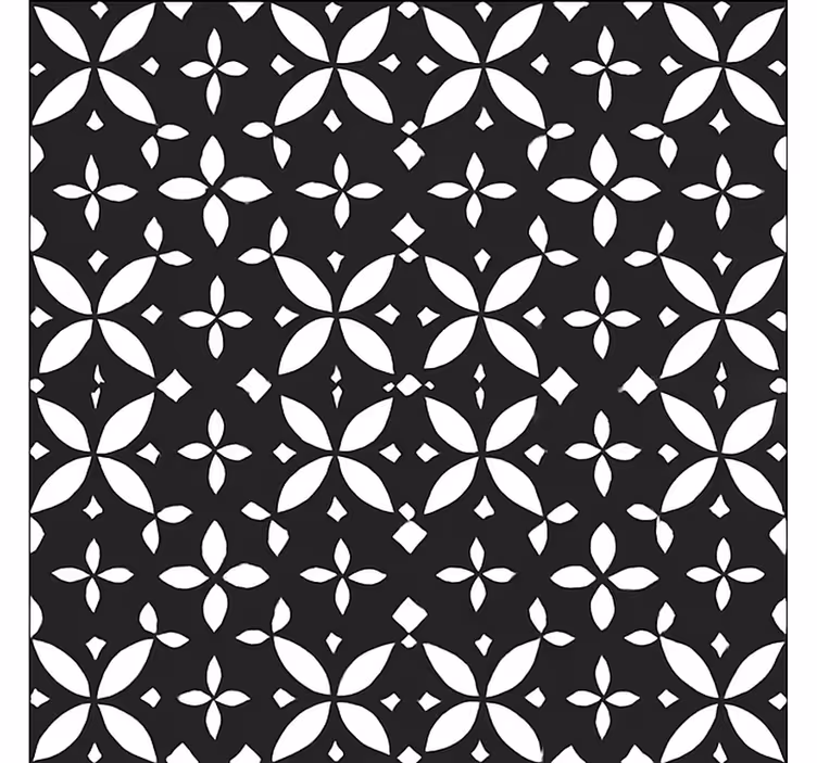 Alfombra vinílica comedor geométrico floral negro - TenVinilo