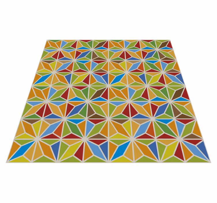 Alfombra vinílica comedor mosaico geométrico caleidoscópico - TenVinilo