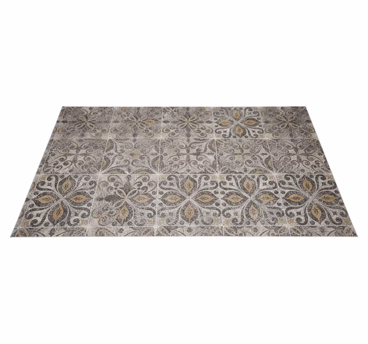Alfombra vinílica cocina arabesco ornamental carbón - TenVinilo