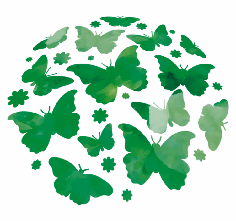 Alfombra vinílica animales mariposas verde acuarela - TenVinilo