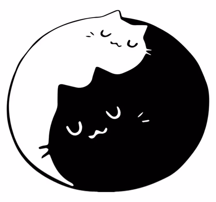 Alfombra vinílica animales gatos yin yang - TenVinilo