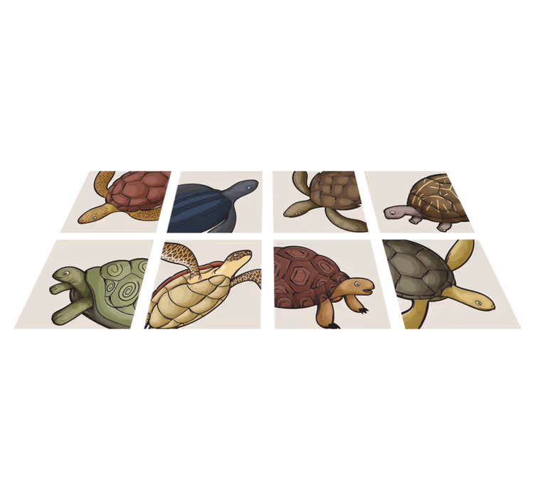 Alfombra vinílica animales baldosas de tortugas - TenVinilo