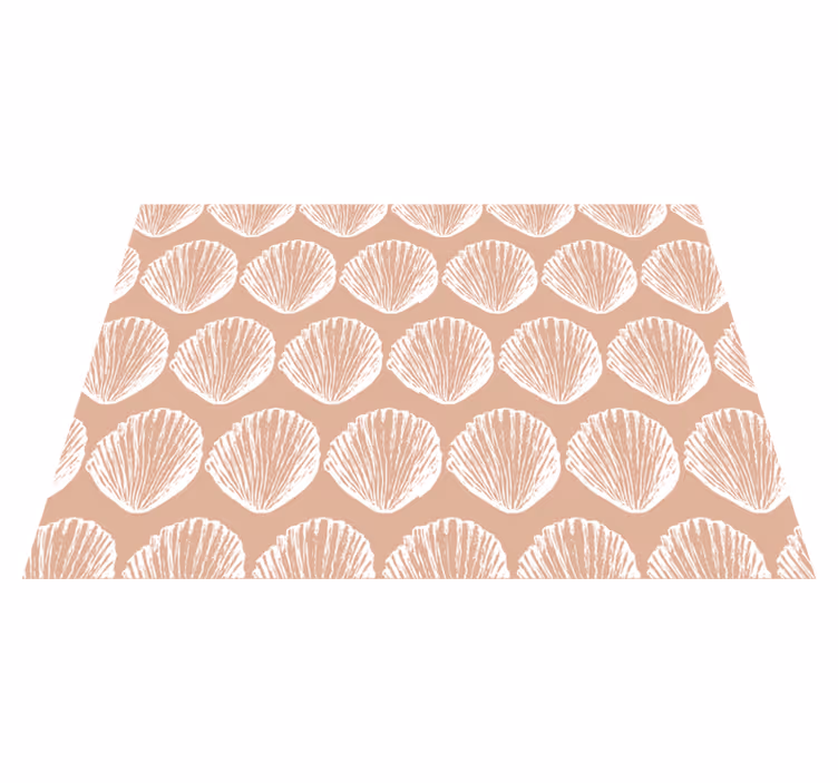 Alfombra vinílica animales patrón retro con conchas beige - TenVinilo