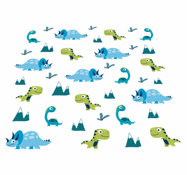Alfombra vinílica animales conjunto de dinosaurios nórdicos - TenVinilo