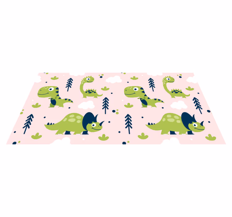 Alfombra vinílica animales dinosaurios verdes - TenVinilo