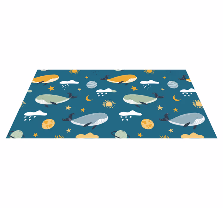 Alfombra vinílica animales patrón de ballenas moderno - TenVinilo