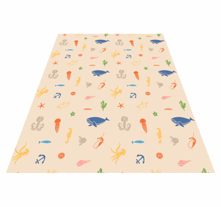 Alfombra vinílica animales diseño de criaturas marinas - TenVinilo