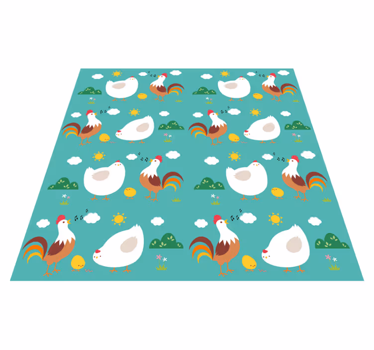 Alfombra vinílica animales patrón gallo cantando - TenVinilo