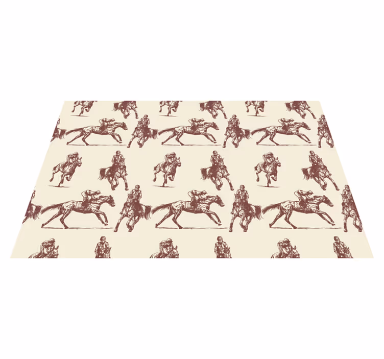Alfombra vinílica animales diseño caballos beige y marrón - TenVinilo