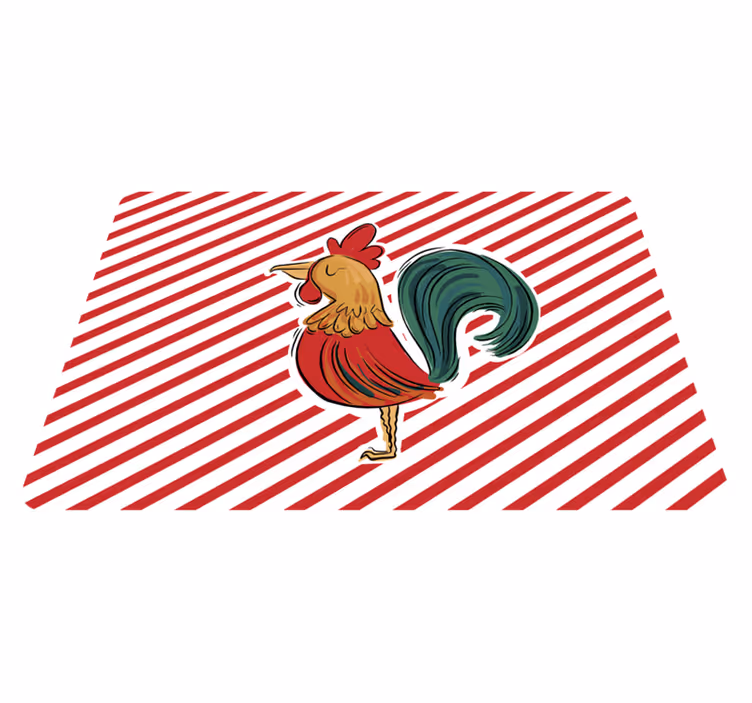 Alfombra vinílica animales diseño gallo de colores - TenVinilo