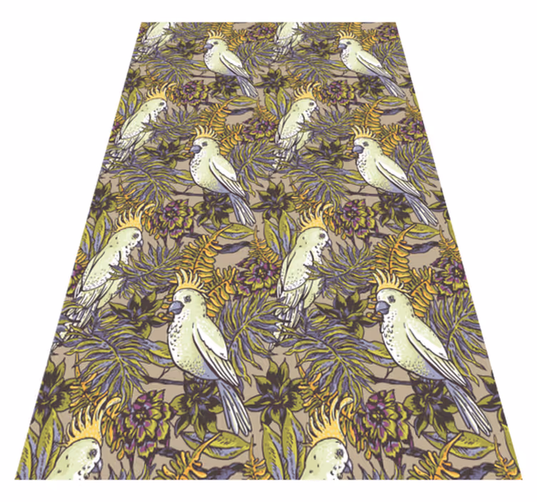 Alfombra vinílica animales estilo escandinavo con loros - TenVinilo