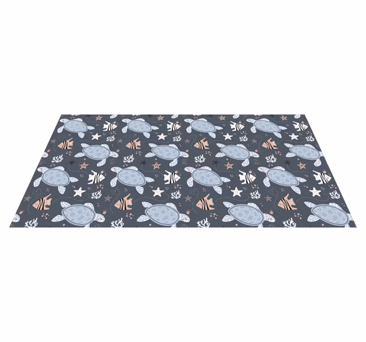 Alfombra vinílica animales diseño de tortuga divertida - TenVinilo