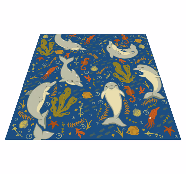 Alfombra vinílica animales vida marina juguetona - TenVinilo