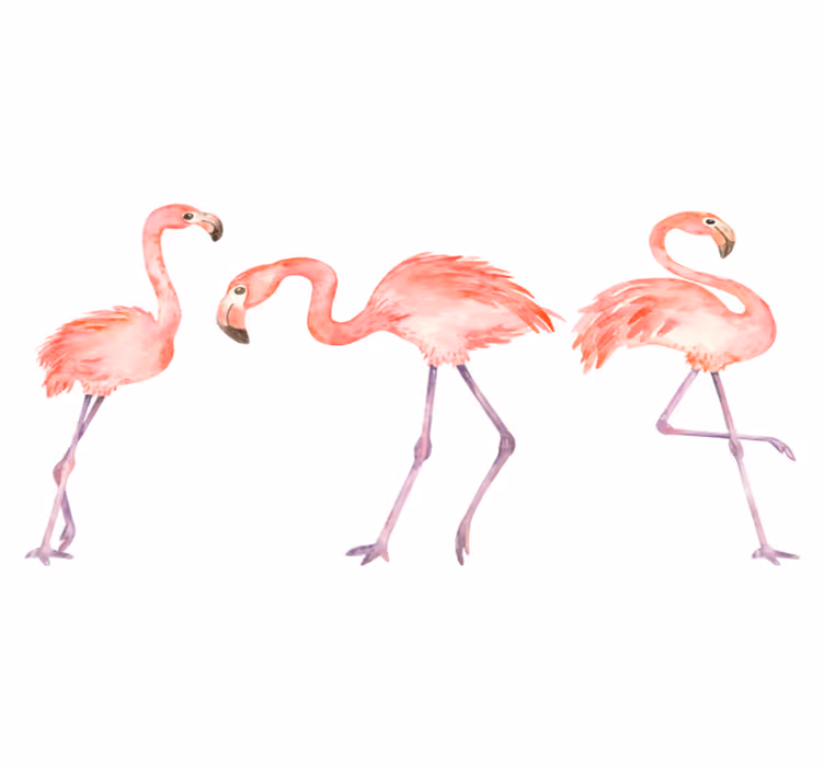 Alfombra vinílica animales trío de flamencos elegantes - TenVinilo