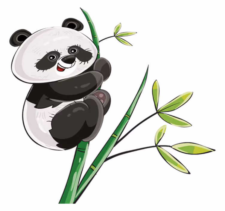 Alfombra vinílica animales panda trepando bambú - TenVinilo