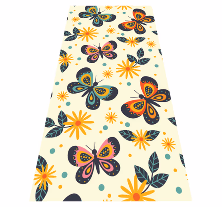 Alfombra vinílica animales ilustraciones de mariposas - TenVinilo