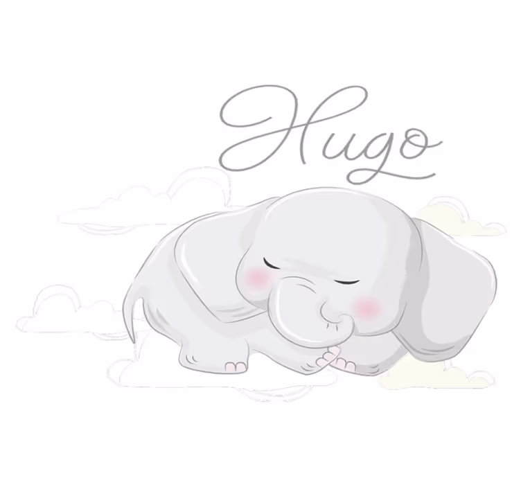 Alfombra vinílica animales elefante en nubes personalizable - TenVinilo