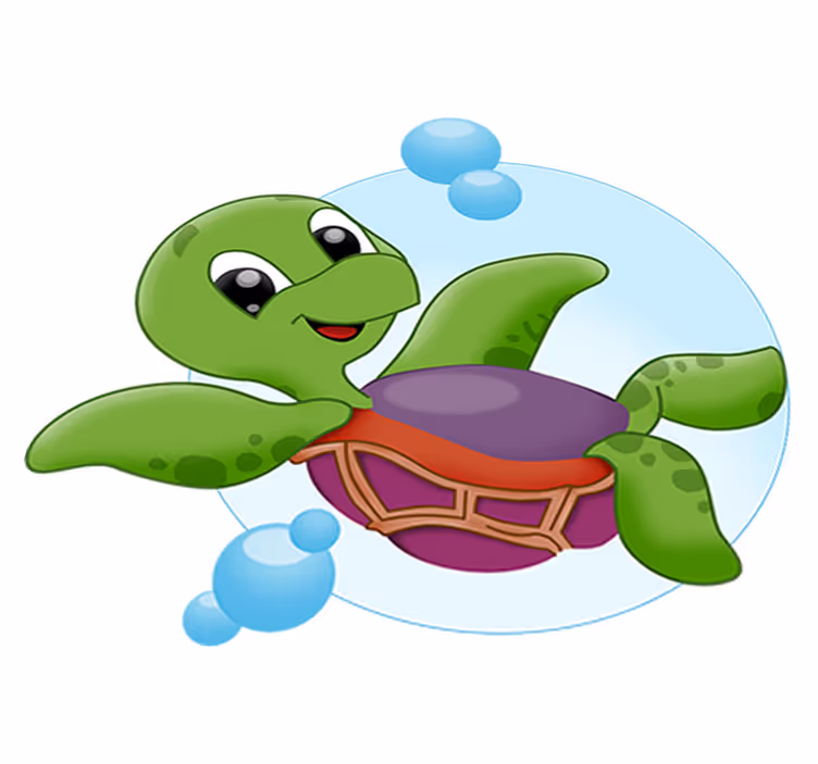 Alfombra vinílica animales tortuguita jugando - TenVinilo