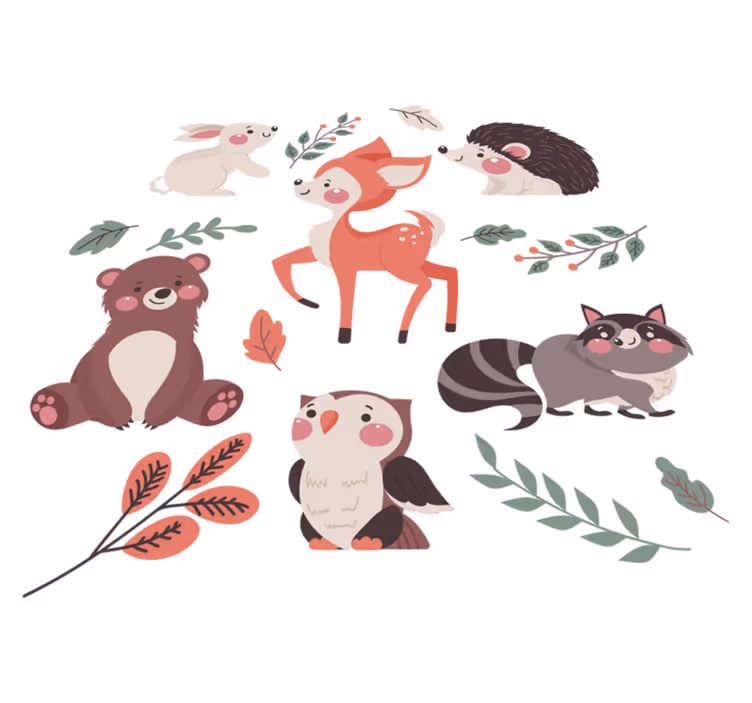 Alfombra vinílica animales del bosque en otoño - TenVinilo