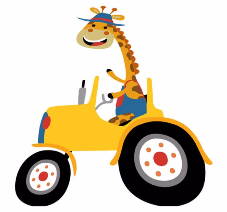 Alfombra vinílica animales jirafa feliz tractor - TenVinilo