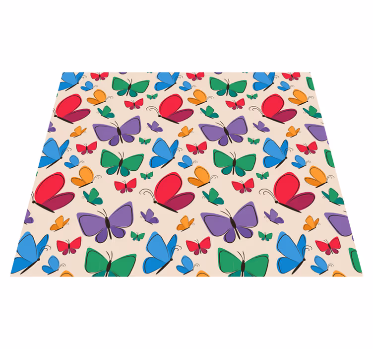 Alfombra vinílica animales mariposas voladoras infantiles - TenVinilo