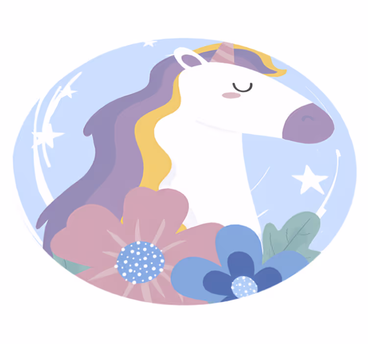 Alfombra vinílica animales unicornio de cabello brillante - TenVinilo