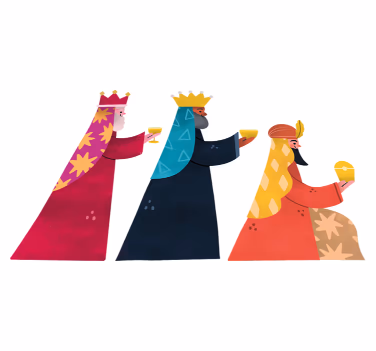 Alfombra vinílica navidad reyes magos acuarela - TenVinilo