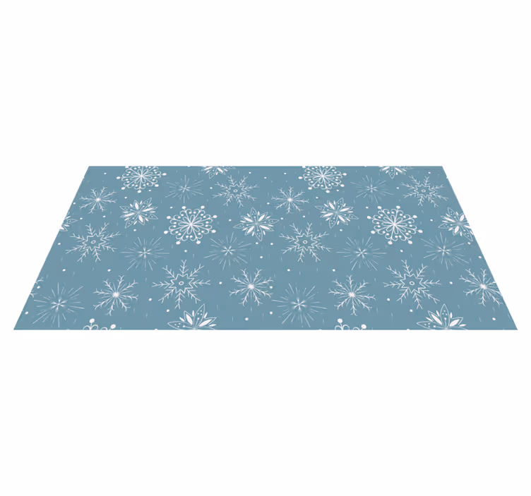 Alfombra vinílica navidad copos de nieve azul y blanco - TenVinilo