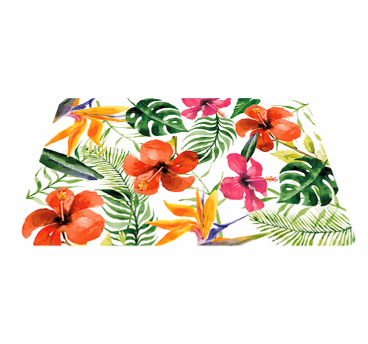 Alfombra vinílica flores monstera colorida - TenVinilo