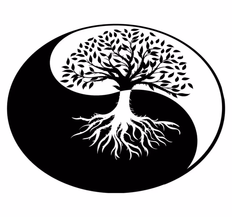 Alfombra vinílica flores Árbol de la vida ying yang - TenVinilo