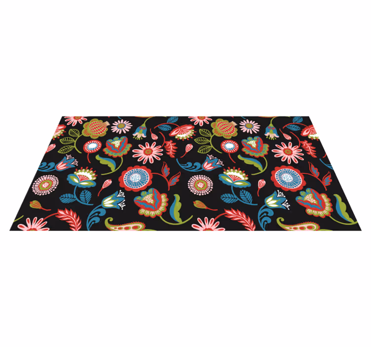 Alfombra vinílica flores patrón popular colorido - TenVinilo