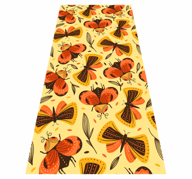 Alfombra vinílica flores mariposa sobre flor - TenVinilo