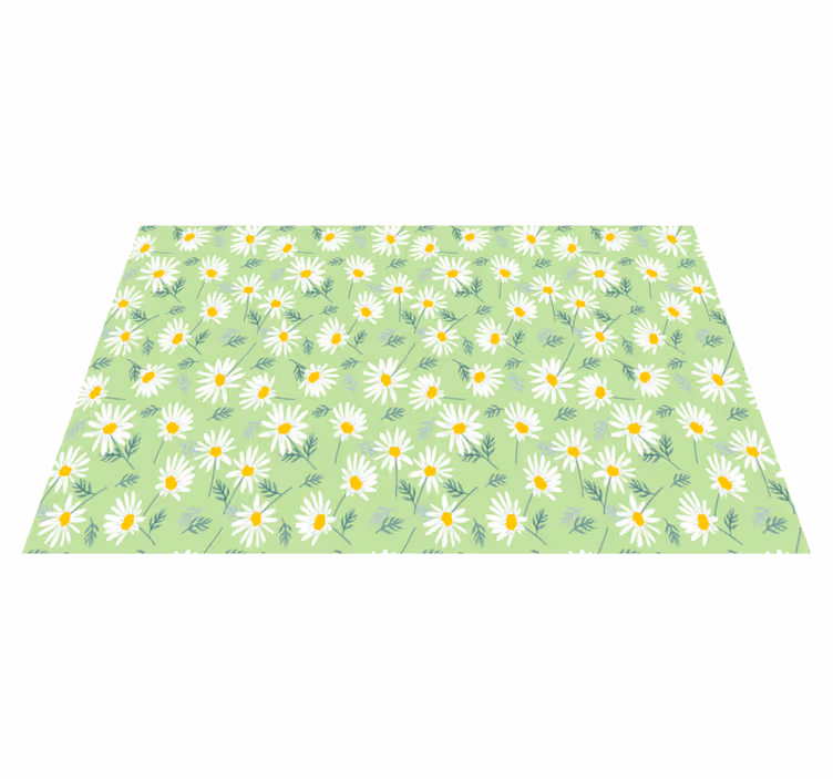 Alfombra vinílica flores patrón con margaritas primavera - TenVinilo