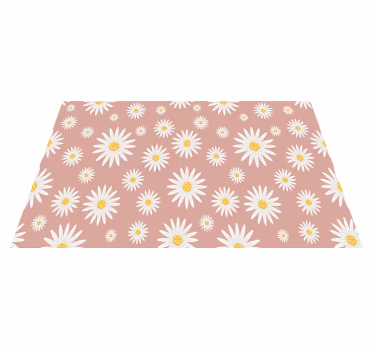 Alfombra vinílica flores diseño de margaritas rosas - TenVinilo