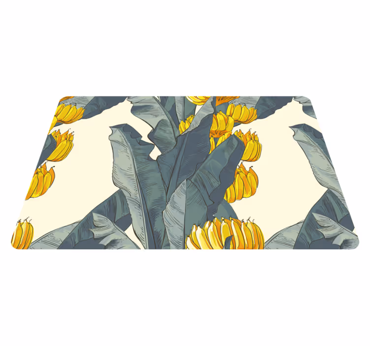 Alfombra vinílica flores con diseño artístico de plátano - TenVinilo