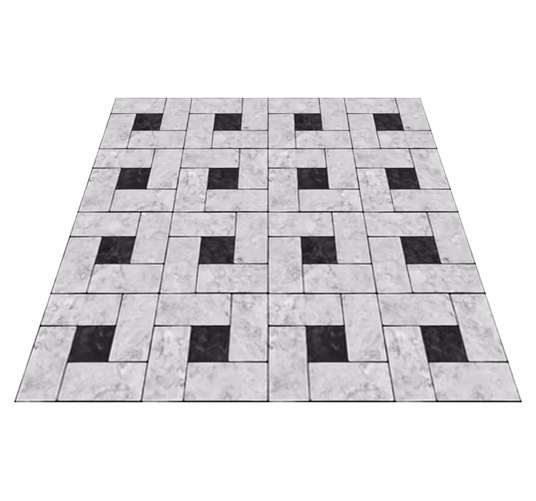 Alfombra vinílica comedor baldosas de piedra gris - TenVinilo